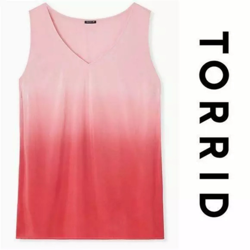 ✨Host Pick✨ Torrid Women's Red Dip Dye Challis V-Neck